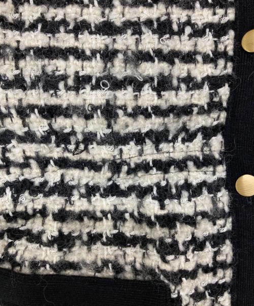 BALLSEY（ボールジィ）BALLSEY (ボールジィ) ニットコンビツイード フレンチスリーブジレ ブラック×ホワイト サイズ:36の古着・服飾アイテム