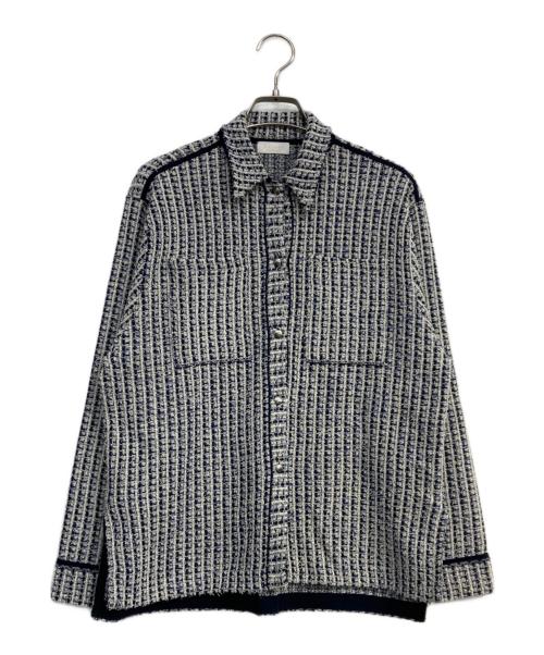 BALLSEY（ボールジィ）BALLSEY (ボールジィ) ミックスツイードシャツブルゾン ホワイト×ブルー サイズ:Sの古着・服飾アイテム