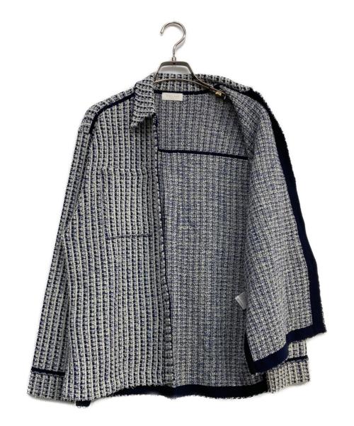 BALLSEY（ボールジィ）BALLSEY (ボールジィ) ミックスツイードシャツブルゾン ホワイト×ブルー サイズ:Sの古着・服飾アイテム
