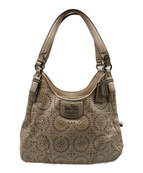 COACH（コーチ）COACH (コーチ) マディソンマギーパンチングフラワートートバッグ ベージュの古着・服飾アイテム