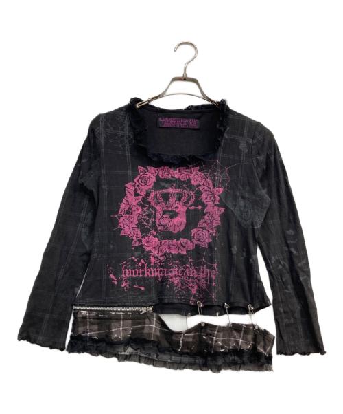 h.ANARCHY（エイチアナーキ）h.ANARCHY (エイチアナーキ) レース切替カットソー ブラック サイズ:ｆｒｅｅの古着・服飾アイテム