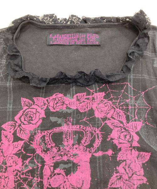 h.ANARCHY（エイチアナーキ）h.ANARCHY (エイチアナーキ) レース切替カットソー ブラック サイズ:ｆｒｅｅの古着・服飾アイテム