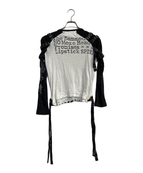 h.ANARCHY（エイチアナーキ）h.ANARCHY (エイチアナーキ) プリントカットソー ホワイト×ブラック サイズ:freeの古着・服飾アイテム