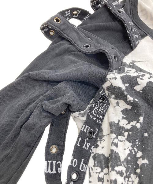 h.ANARCHY（エイチアナーキ）h.ANARCHY (エイチアナーキ) プリントカットソー ホワイト×ブラック サイズ:freeの古着・服飾アイテム