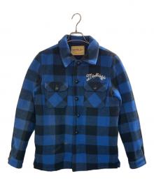 MARBLES（マーブルズ）の古着「BUFFALO CHECK BOA JACKET」｜ブルー×ブラック