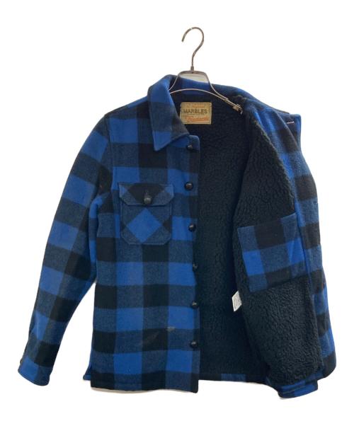 MARBLES（マーブルズ）MARBLES (マーブルズ) BUFFALO CHECK BOA JACKET ブルー×ブラック サイズ:Sの古着・服飾アイテム