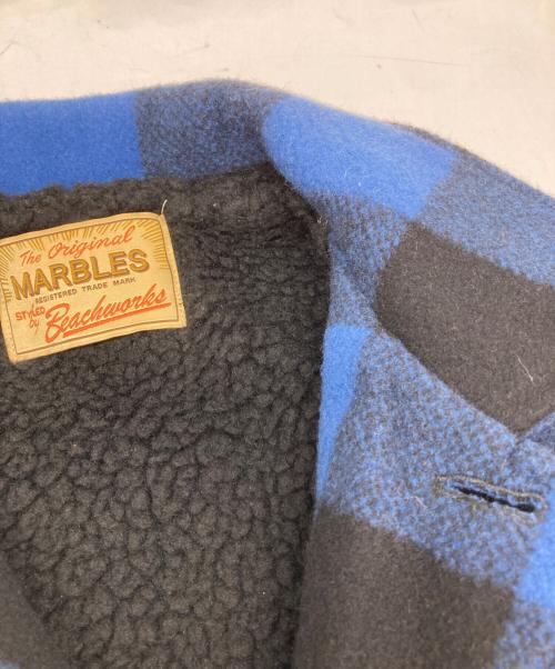 MARBLES（マーブルズ）MARBLES (マーブルズ) BUFFALO CHECK BOA JACKET ブルー×ブラック サイズ:Sの古着・服飾アイテム