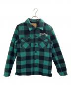 MARBLESマーブルズ）の古着「BUFFALO CHECK BOA JACKET」｜グリーン×ブラック