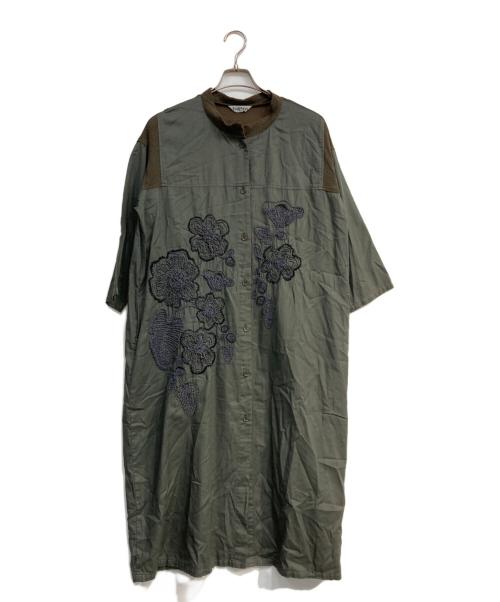 FUGA FUGA（フーガフーガ）FUGA FUGA (フーガフーガ) 切替ワンピース グリーン×ブラウン サイズ:FREEの古着・服飾アイテム