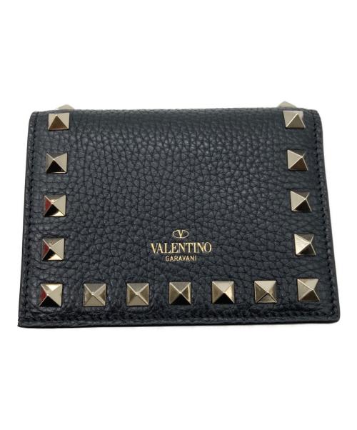 VALENTINO GARAVANI（ヴァレンティノ・ガラヴァーニ）VALENTINO GARAVANI (ヴァレンティノ・ガラヴァーニ) ロックスタッズ二つ折り財布 ブラックの古着・服飾アイテム
