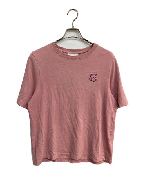 maison kitsune（メゾンキツネ）maison kitsune (メゾンキツネ) フォックスヘッドパッチ 半袖Tシャツ ピンク サイズ:XSの古着・服飾アイテム