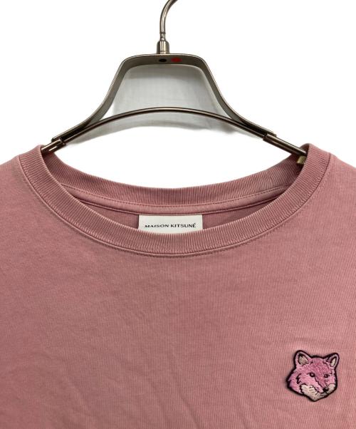 maison kitsune（メゾンキツネ）maison kitsune (メゾンキツネ) フォックスヘッドパッチ 半袖Tシャツ ピンク サイズ:XSの古着・服飾アイテム
