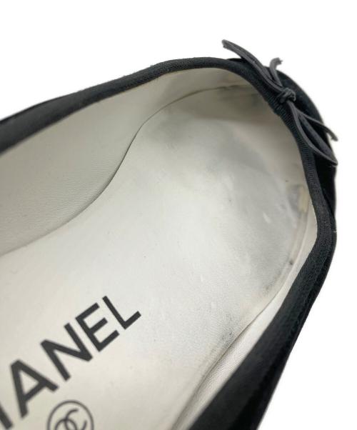 CHANEL（シャネル）CHANEL (シャネル) ココマークベロアリボンバレエシューズ ブラック サイズ:38Cの古着・服飾アイテム