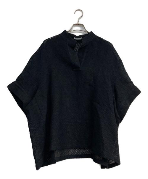 IHNN（イン）IHNN (イン) Half―Sleeve Pullover Mesh Top ブラック サイズ:38の古着・服飾アイテム
