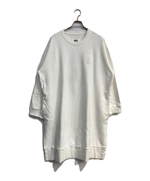 MM6 Maison Margiela（エムエムシックスメゾンマルジェラ）MM6 Maison Margiela (エムエムシックスメゾンマルジェラ) エンボスオーバ‐サイズスウェットワンピース ホワイト サイズ:M 未使用品の古着・服飾アイテム