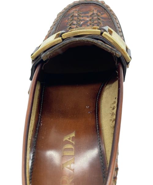 PRADA（プラダ）PRADA (プラダ) メタルブロックヒール ブラウン サイズ:36の古着・服飾アイテム