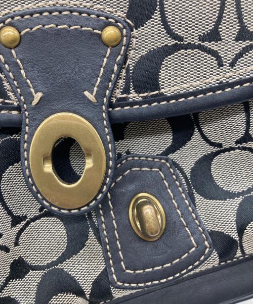 COACH（コーチ）COACH (コーチ) ターンロックショルダーバッグ ベージュ×ブラックの古着・服飾アイテム