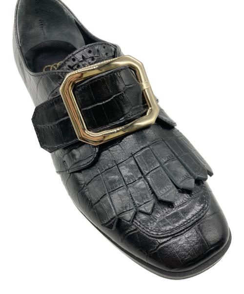 Tnewties（トゥエンティーズ）TNEWTIES (トゥエンティーズ) スクエアバックルタッセルローファー ブラック サイズ:22.5cmの古着・服飾アイテム