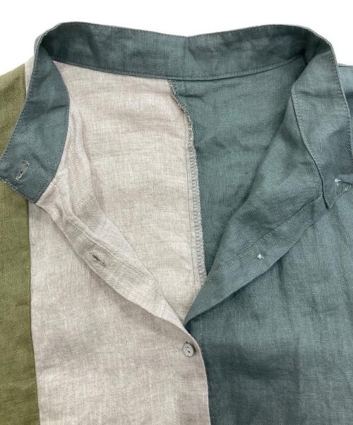 08MAB（ゼロハチマブ）08MAB (ゼロハチマブ) リネンワンピース ブルー×ベージュ サイズ:Freeの古着・服飾アイテム
