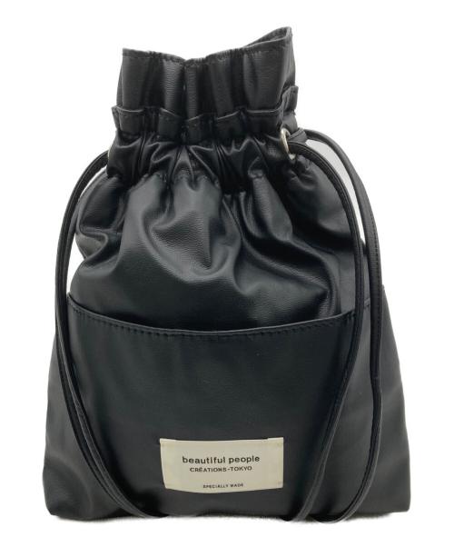 beautiful people（ビューティフルピープル）beautiful people (ビューティフルピープル) STUDIOUS (ステュディオス) 別注2Way Leather Drawstring Shoulder Bag ブラックの古着・服飾アイテム