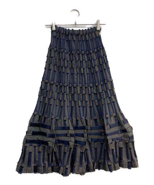 HaaT（ハート）Haat (ハート) デザインプリーツスカート グレー×ネイビー サイズ:2の古着・服飾アイテム