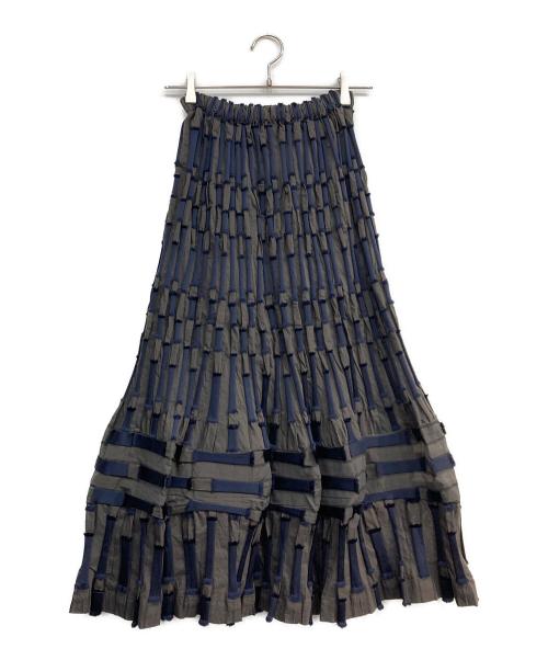 HaaT（ハート）Haat (ハート) デザインプリーツスカート グレー×ネイビー サイズ:2の古着・服飾アイテム