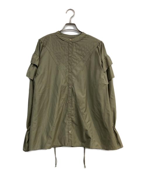 willfully（ウィルフリー）willfully (ウィルフリー) patchwork frill volume sleeve オリーブ サイズ:Freeの古着・服飾アイテム