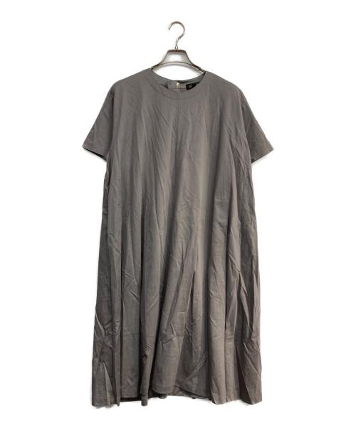 DRAWER（ドゥロワー）Drawer (ドゥロワー) クルーネック コットン 半袖 ロングワンピース グレー サイズ:36の古着・服飾アイテム