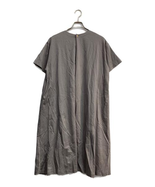 DRAWER（ドゥロワー）Drawer (ドゥロワー) クルーネック コットン 半袖 ロングワンピース グレー サイズ:36の古着・服飾アイテム