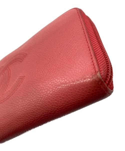 CHANEL（シャネル）CHANEL (シャネル) キャビアスキンココマークラウンドファスナー長財布 ピンクの古着・服飾アイテム
