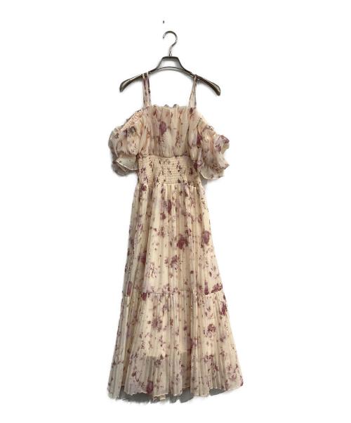 Snidel（スナイデル）Snidel (スナイデル) Sustainableオフショルギャザーワンピース ピンクの古着・服飾アイテム