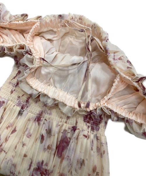 Snidel（スナイデル）Snidel (スナイデル) Sustainableオフショルギャザーワンピース ピンクの古着・服飾アイテム
