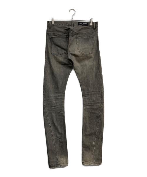 BALMAIN（バルマン）BALMAIN (バルマン) ペイントUSED加工デニムパンツ グレー サイズ:29の古着・服飾アイテム