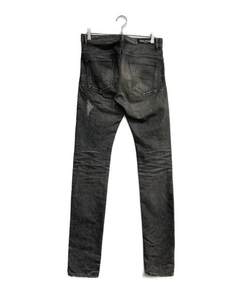 BALMAIN（バルマン）BALMAIN (バルマン) リペア加工デニムパンツ グレー サイズ:29の古着・服飾アイテム