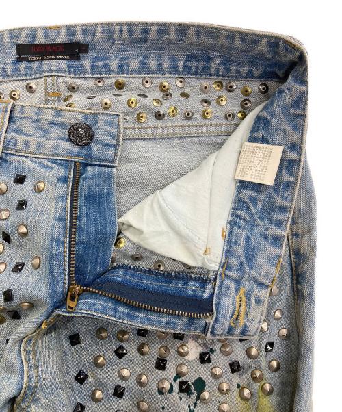 JURY BLACK（ジュリー ブラック）JURY BLACK (ジュリー ブラック) USED加工スタッズデニムパンツ ブルー サイズ:1の古着・服飾アイテム