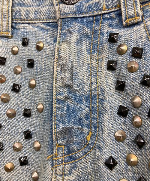 JURY BLACK（ジュリー ブラック）JURY BLACK (ジュリー ブラック) USED加工スタッズデニムパンツ ブルー サイズ:1の古着・服飾アイテム