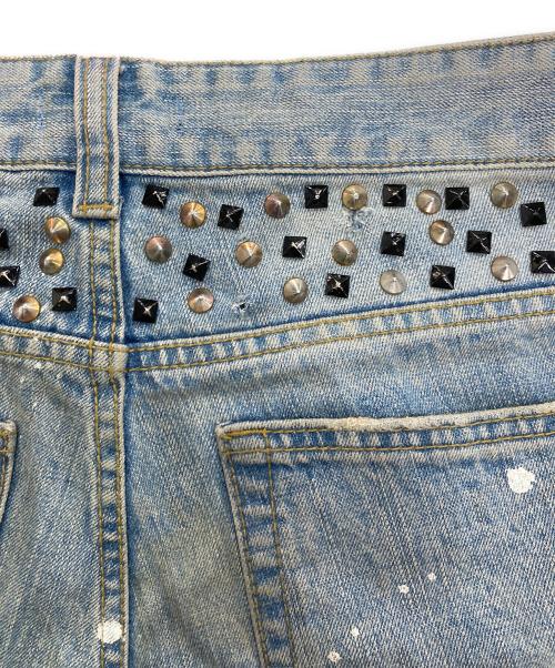 JURY BLACK（ジュリー ブラック）JURY BLACK (ジュリー ブラック) USED加工スタッズデニムパンツ ブルー サイズ:1の古着・服飾アイテム