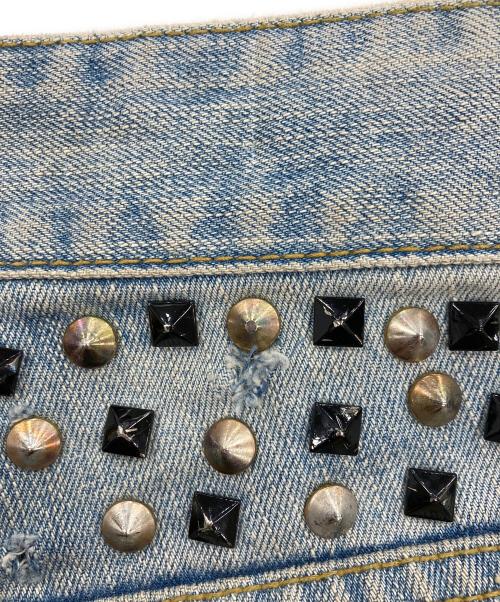 JURY BLACK（ジュリー ブラック）JURY BLACK (ジュリー ブラック) USED加工スタッズデニムパンツ ブルー サイズ:1の古着・服飾アイテム