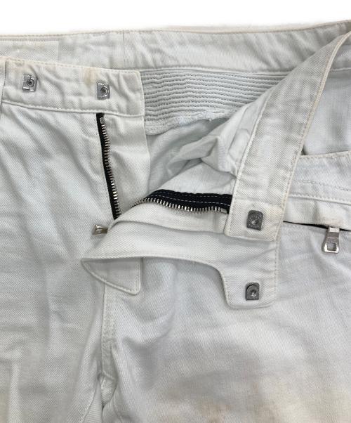 BALMAIN（バルマン）BALMAIN (バルマン) ダメージ加工蛇腹バイカーデニム ライトブルー サイズ:30の古着・服飾アイテム