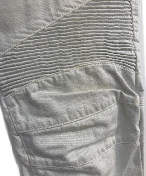 BALMAIN（バルマン）BALMAIN (バルマン) ダメージ加工蛇腹バイカーデニム ライトブルー サイズ:30の古着・服飾アイテム