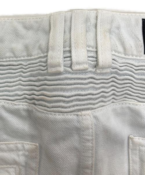 BALMAIN（バルマン）BALMAIN (バルマン) ダメージ加工蛇腹バイカーデニム ライトブルー サイズ:30の古着・服飾アイテム