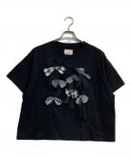 TORI-TO×BEAMS BOYトリト×ビームスボーイ）の古着「別注リボンアップリケTシャツ」｜ブラック