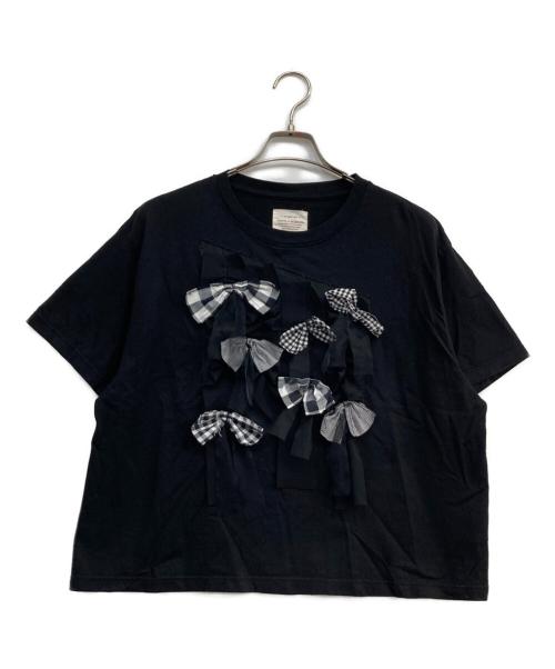 TORI-TO（トリト）TORI-TO (トリト) BEAMS BOY (ビームスボーイ) 別注リボンアップリケTシャツ ブラック サイズ:Mの古着・服飾アイテム