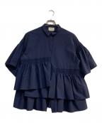 UNITED ARROWS TOKYOユナイテッドアローズトウキョウ）の古着「イレギュラー シャーリング 六分袖 ブラウス」｜ネイビー