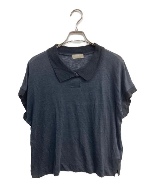 MARGARET HOWELL（マーガレットハウエル）MARGARET HOWELL (マーガレットハウエル) LINEN JERSEY POLO ネイビー サイズ:2の古着・服飾アイテム