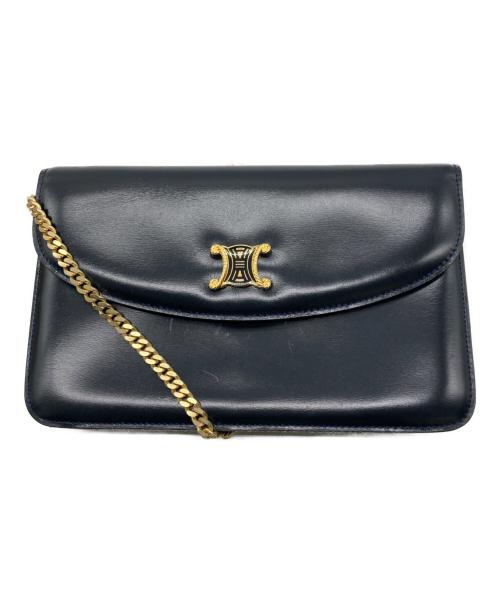 CELINE（セリーヌ）CELINE (セリーヌ) ヴィンテージマカダムチェーンショルダーバッグ ダークネイビーの古着・服飾アイテム