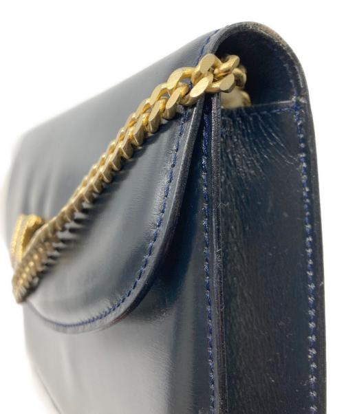 CELINE（セリーヌ）CELINE (セリーヌ) ヴィンテージマカダムチェーンショルダーバッグ ダークネイビーの古着・服飾アイテム