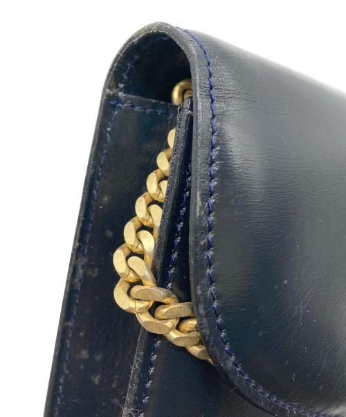 CELINE（セリーヌ）CELINE (セリーヌ) ヴィンテージマカダムチェーンショルダーバッグ ダークネイビーの古着・服飾アイテム