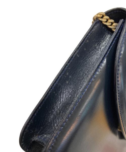 CELINE（セリーヌ）CELINE (セリーヌ) ヴィンテージマカダムチェーンショルダーバッグ ダークネイビーの古着・服飾アイテム