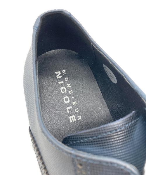 MONSIEUR NICOLE（ムッシュニコル）MONSIEUR NICOLE (ムッシュニコル) ジオメトリックレザー ドレスシューズ ネイビー サイズ:27.5cm 未使用品の古着・服飾アイテム